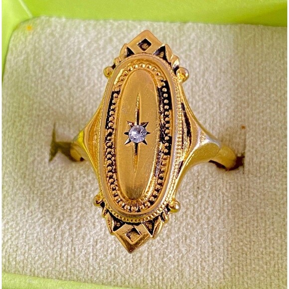 Avon Jewelry - Vintage Avon 1976 Kensington Ring Goldtone Victorian Revival Signed Adjustable